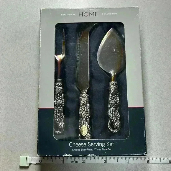 Silver Plated Cheese Serving Set Charcuterie Party Holidays Christmas Eat Food - Picture 4 of 6